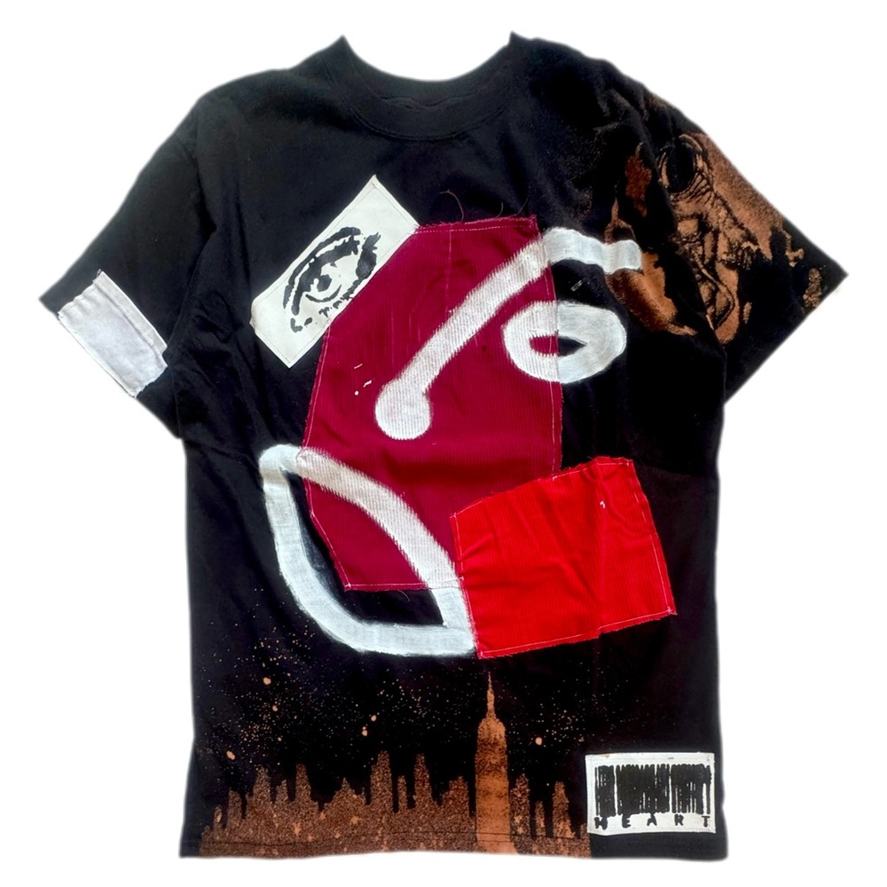 Custom-designed patchwork T-shirt